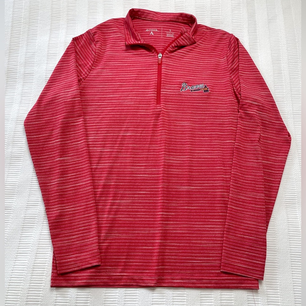 Atlanta Braves Antigua Quarter-Zip Red Pullover Small